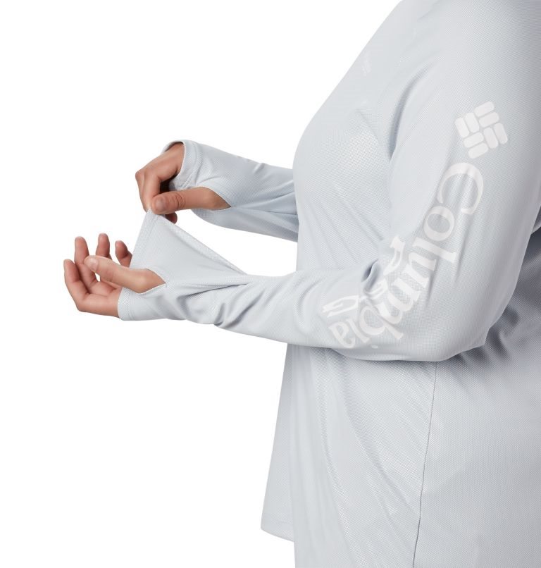 Women's Columbia PFG Tidal Deflector Hoodie Light Grey | Plus Size CA-P5A46